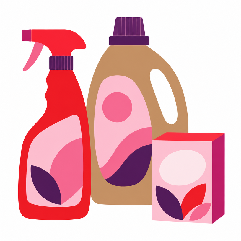 Illustrazione flat di packaging per igiene e cosmesi per la casa