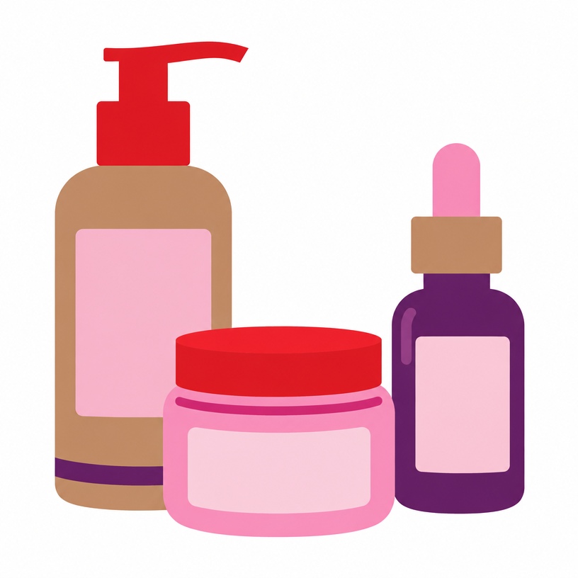Illustrazione flat di packaging per cosmetica e cura della persona