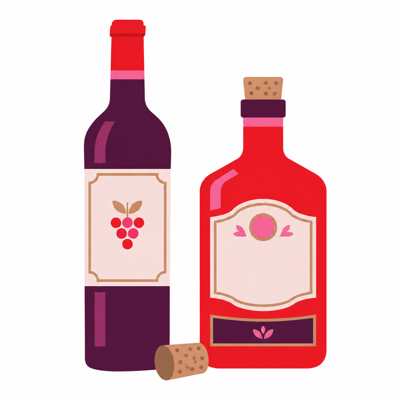 Illustrazione flat di packaging per vino e alcolici